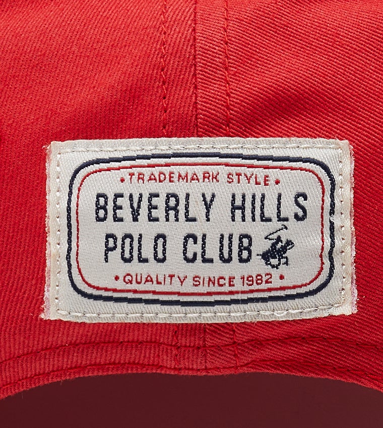 BEVERLY HILLS POLO CLUB Logo Embroidered Red Baseball Cap - Image 4