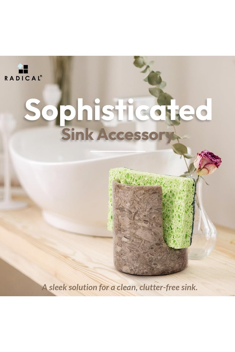 راديكالن حامل إسفنج رخامي من أوشيانك | حامل حوض مطبخ يدوي الصنع بطول 3.5 بوصة مع إسفنجة تنظيف - Image 2