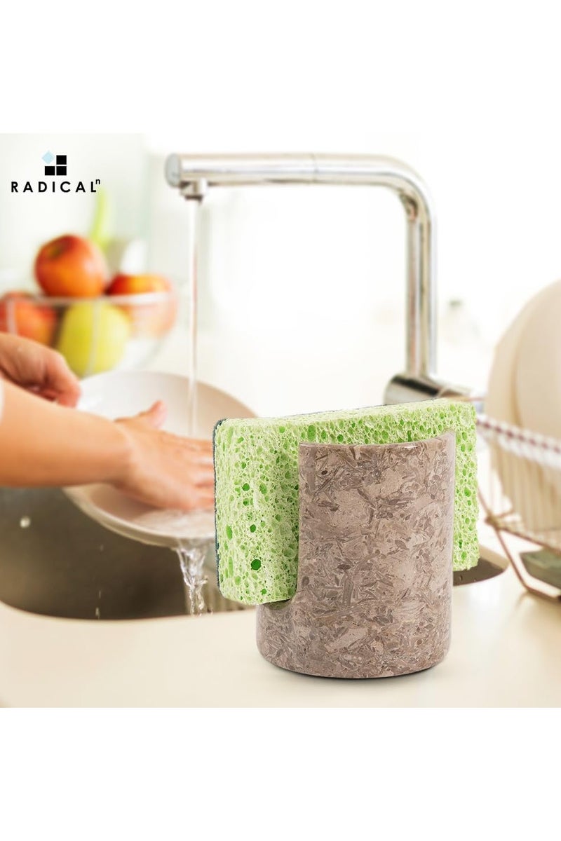 راديكالن حامل إسفنج رخامي من أوشيانك | حامل حوض مطبخ يدوي الصنع بطول 3.5 بوصة مع إسفنجة تنظيف - Image 4