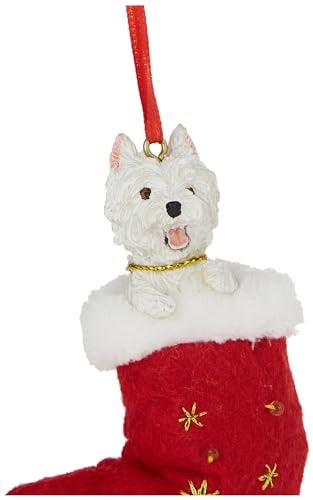 إي آند إس بتس Westie Fabric Christmas Stock Ornament with "" Santa's Little Pals "" - Image 3