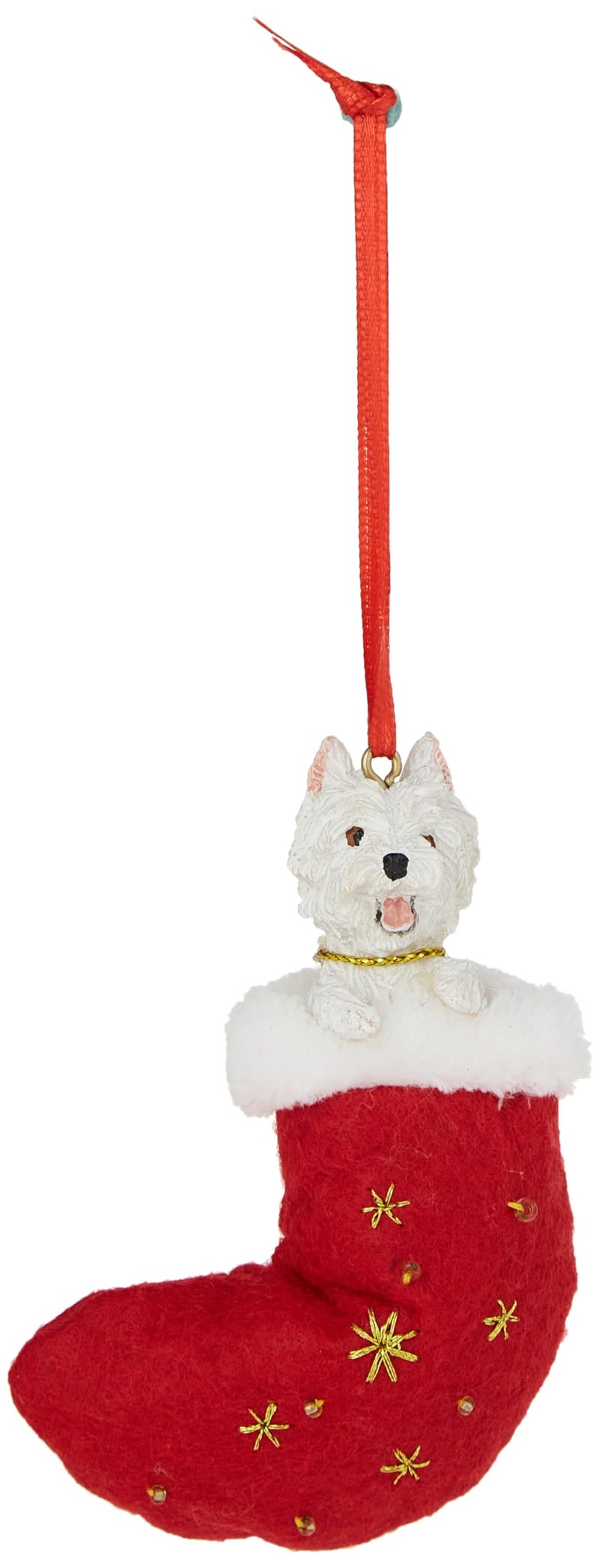 إي آند إس بتس Westie Fabric Christmas Stock Ornament with "" Santa's Little Pals "" - Image 1
