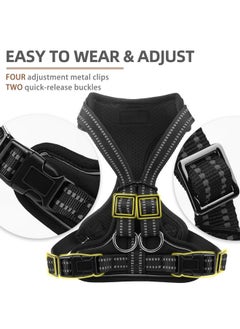 PUPTECK PUPTECK Dog Harness and Leash Set for Small Medium Sized Dogs, No Pull Dog Harness for Walking Training, Adjustable Reflective Puppy French Bulldog Frenchie Harness Soft Padded Vest, Black, L  - Image 4