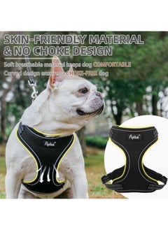 PUPTECK PUPTECK Dog Harness and Leash Set for Small Medium Sized Dogs, No Pull Dog Harness for Walking Training, Adjustable Reflective Puppy French Bulldog Frenchie Harness Soft Padded Vest, Black, L  - Image 3
