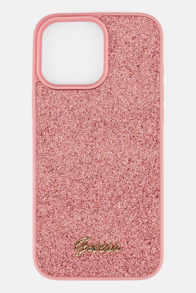 GUESS iPhone 16 Pro Max  Glitter Hard Case, Peach - Image 1