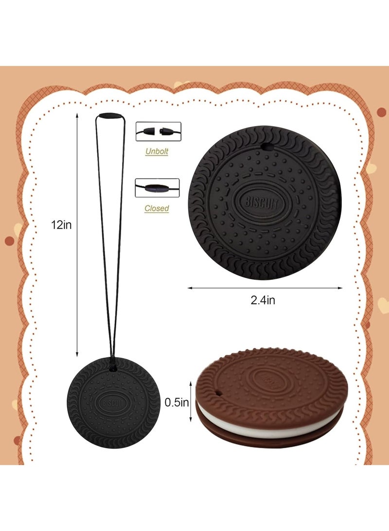 Mr. Penda 2 Pack Sensory Chew Necklaces, Durable Silicone Chew Toys for Anxiety Relief, Perfect for Autism, ADHD & SPD Needs, Home, School & Travel Companion for Kids and Adults (Black and Brown) - Image 2