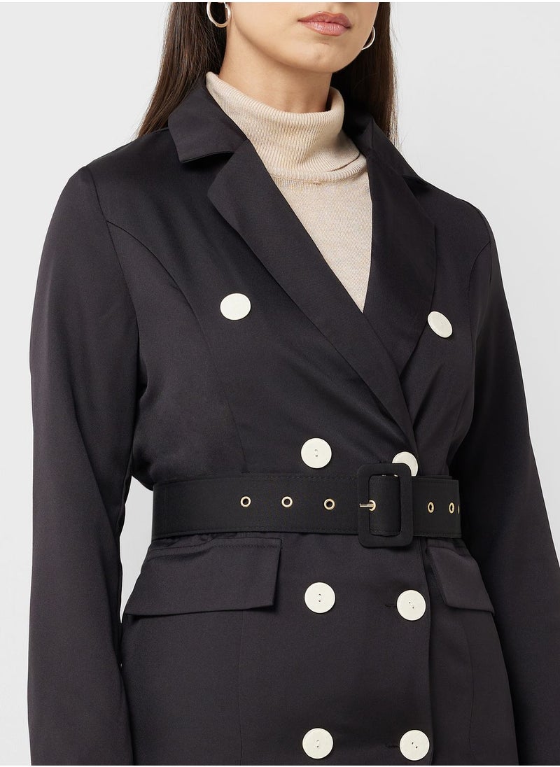 ELLA - Belted Double Breasted Blazer - Image 1