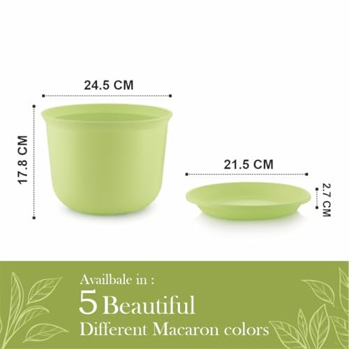 INKULTURE 10 Inch Plastic Round Flower Pots with Tray for Home Planters, Terrace, Garden Etc | Pack of 05 | Multicolor | for Home Indoor & Outdoor Gardening Plants - Image 2