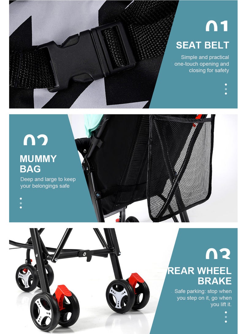 MaBaby عربة أطفال خفيفة الوزن قابلة للطي وبسيطة وصغيرة الحجم ومزودة بمظلة - Image 3