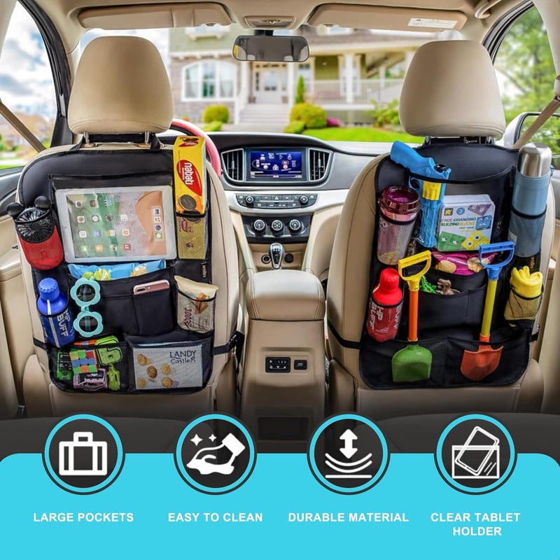 Matenf Car Organizer Back Seat with 9 Storage Pockets  10 Tablet Holder 1Pack Seat Back Cover for Kids Toddlers Kick Mats Protector Keep Cars Vehicles Organized  Tidy Travel Accessories - Image 4