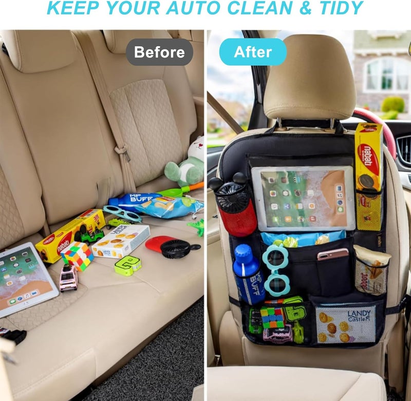 Matenf Car Organizer Back Seat with 9 Storage Pockets  10 Tablet Holder 1Pack Seat Back Cover for Kids Toddlers Kick Mats Protector Keep Cars Vehicles Organized  Tidy Travel Accessories - Image 3