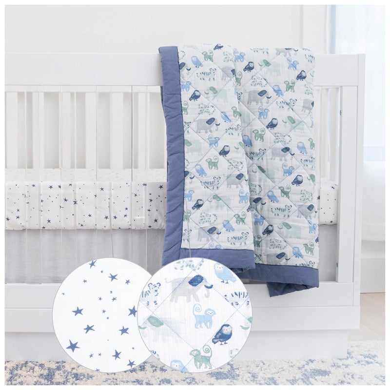 aden + anais aden  anais Essentials 3Piece Crib Bedding Set Baby Bedding Bundle Cotton Blanket Crib Sheet Crib Skirt Time to Dream 
