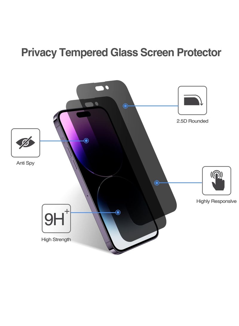 Procases Privacy Screen Protector for Iphone 14 Pro Max 2022 9h Anti Spy Dark Tempered Glass Screen Film Guard for Iphone 14 Pro Max 6.7 Inch 2022 Case Friendly Bubble Free - Image 2