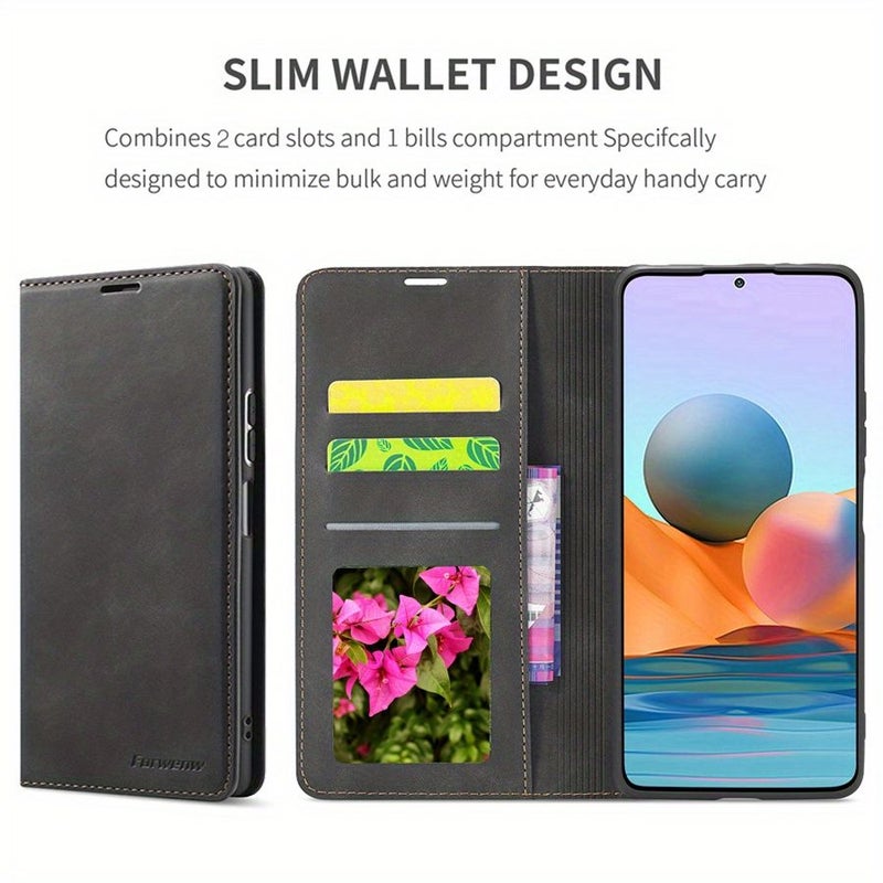 Brown Luxury Flip Case Kickstand Wallet Card Slot For Redmi Note 12 5G - Image 5