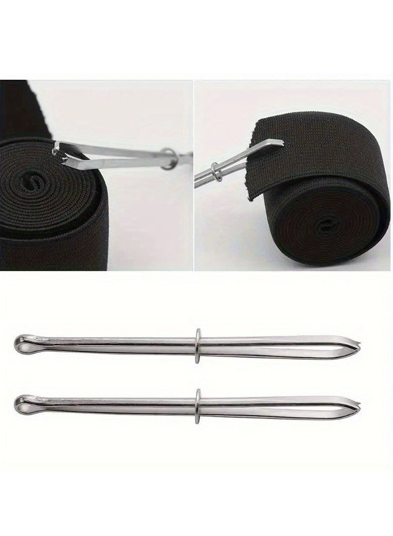 2pc Elastic Band Threader Clip for Sewing DIY, Belt Guide Needle Tool for Trousers