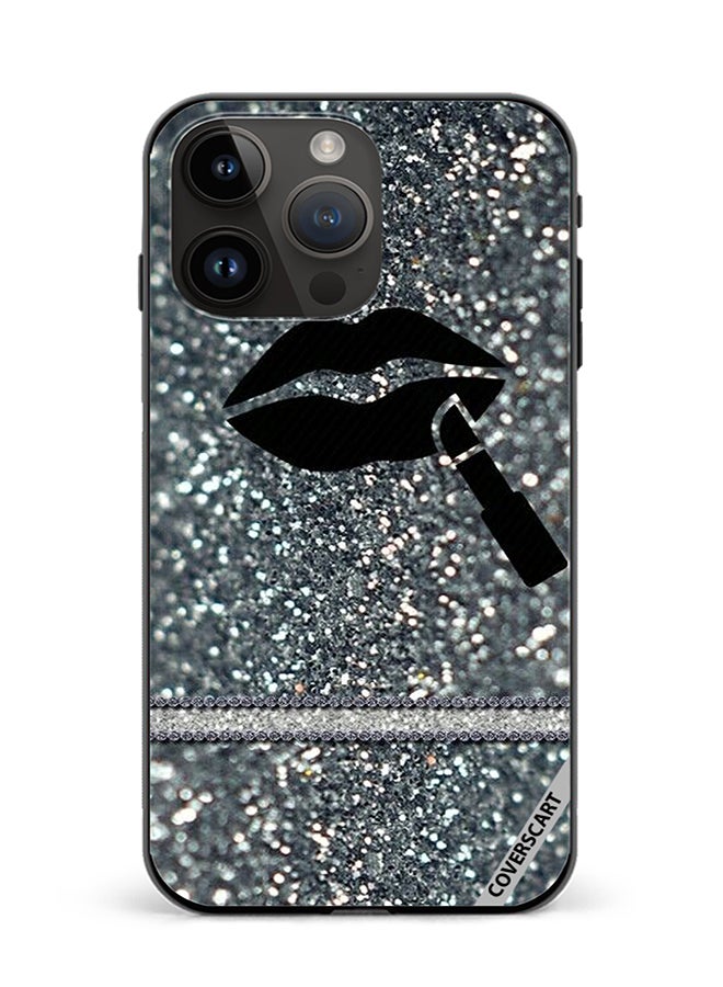 COVERSCART Protective Case Cover For Apple iPhone 12 Pro Max Lipstick On Silver Glitter Design Multicolour