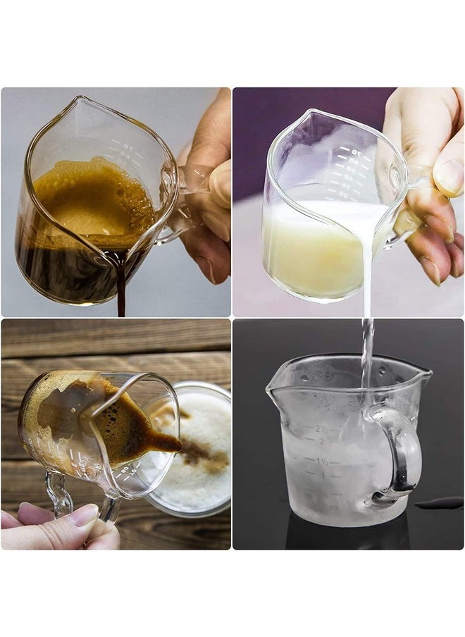 NILKANTH NILKANTH® Espresso Shot Glass Triple Pitcher Barista Double Spouts with Pouring Handle (1 Pack) (3 Ounce)  - Image 4