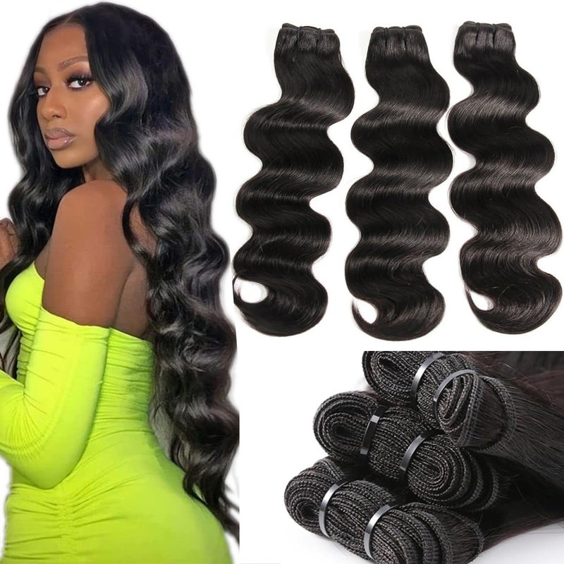 RESACA Body Wave 3 Bundles Human Hair Weave Weft Extentions Bundles for Women 22 24 26 Inch 100 Unprocessed Brazilian Virgin Human Hair Nature Color Black