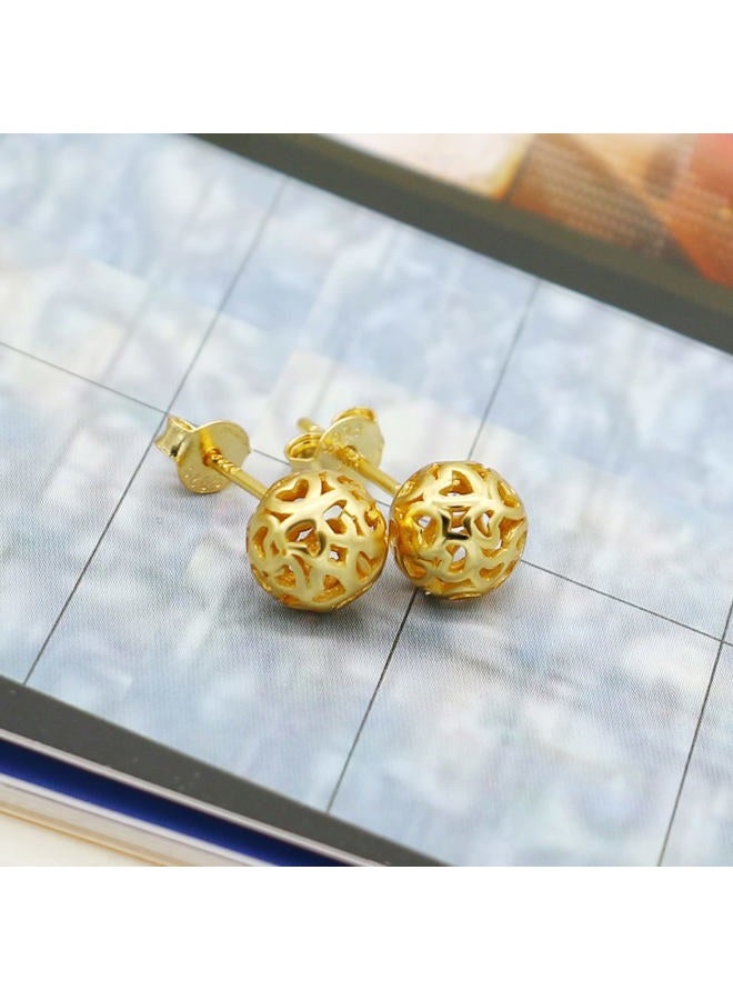 Dankadi 2019 New Bohemian Silver Earrings Women's Patterned Round Stud Earrings Non- Faded Size 7mm Birthday Present Gold - Image 4