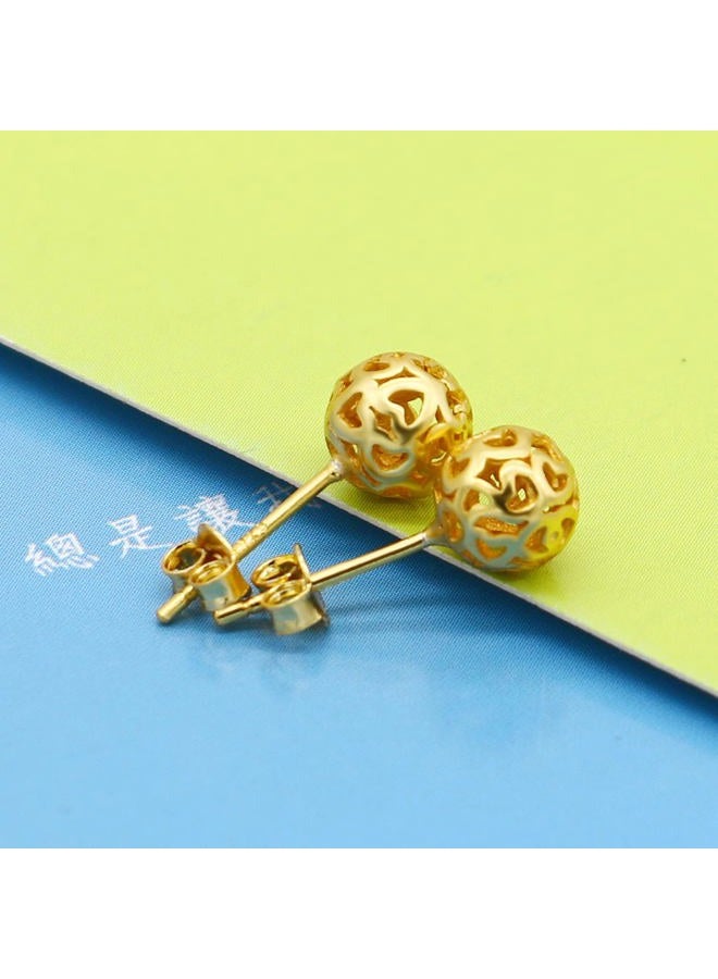 Dankadi 2019 New Bohemian Silver Earrings Women's Patterned Round Stud Earrings Non- Faded Size 7mm Birthday Present Gold - Image 5
