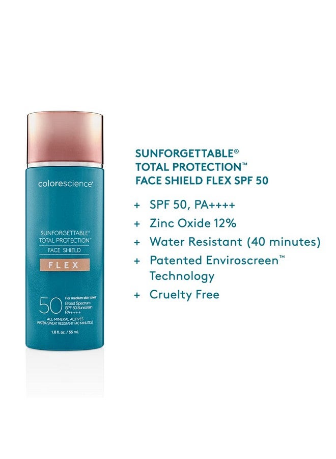 Colorescience Total Protection Face Shield Flex Spf 50, Zinc Oxide Formula, Medium, 1.8 Fl. Oz. - Image 4