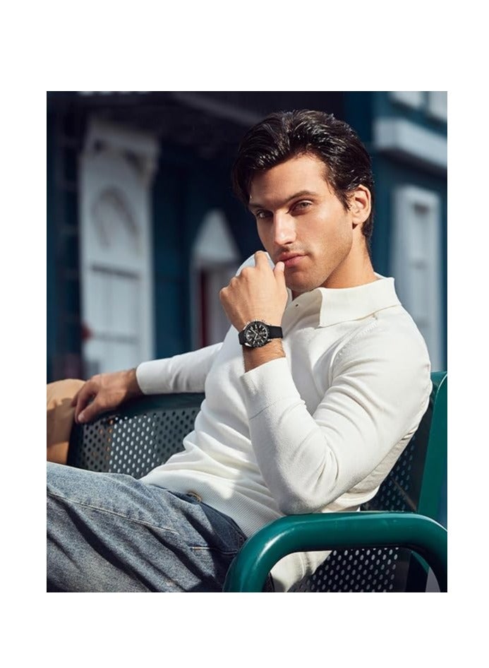 بينيار ساعات رجالي من BENYAR كرونوغراف حركة الكوارتز التناظرية ساعة يد أنيقة رياضية مصممة 30 متر هدية أنيقة مقاومة للماء للرجال 5140 أسود - Image 4