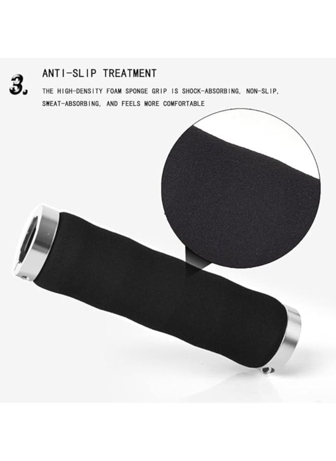 Generic 1 Pair Black Sponge Bicycle Grips With Double Lock, Anti-Skid and Shock Absorbing Riding Bike Handlebar  - Image 5
