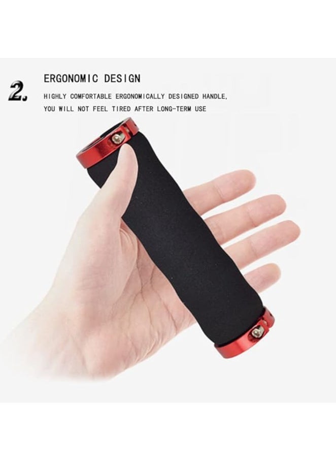 Generic 1 Pair Black Sponge Bicycle Grips With Double Lock, Anti-Skid and Shock Absorbing Riding Bike Handlebar  - Image 4