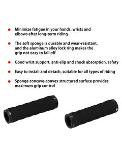 Generic 1 Pair Black Sponge Bicycle Grips With Double Lock, Anti-Skid and Shock Absorbing Riding Bike Handlebar  - Image 2