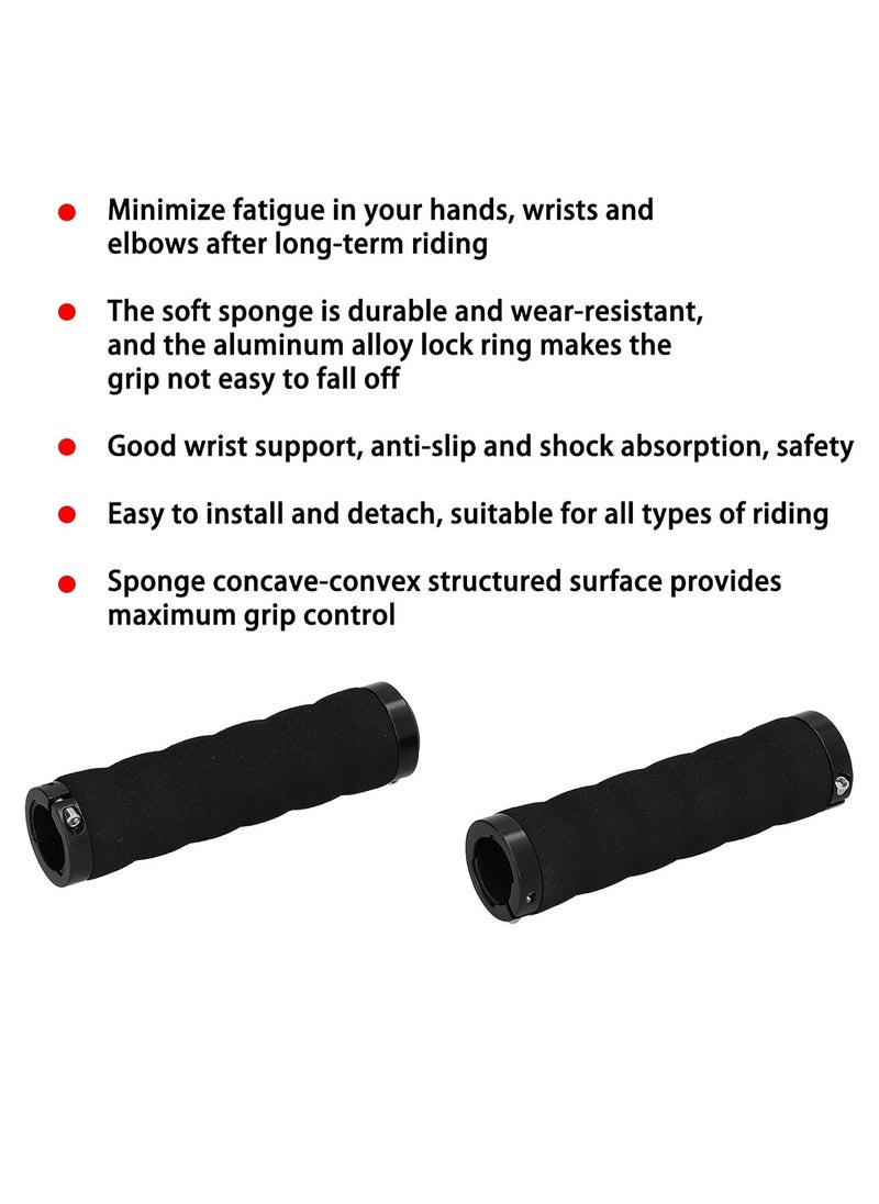 Generic 1 Pair Black Sponge Bicycle Grips With Double Lock, Anti-Skid and Shock Absorbing Riding Bike Handlebar  - Image 2