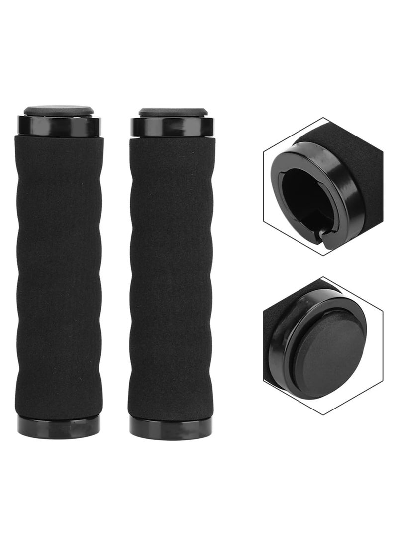 Generic 1 Pair Black Sponge Bicycle Grips With Double Lock, Anti-Skid and Shock Absorbing Riding Bike Handlebar  - Image 1