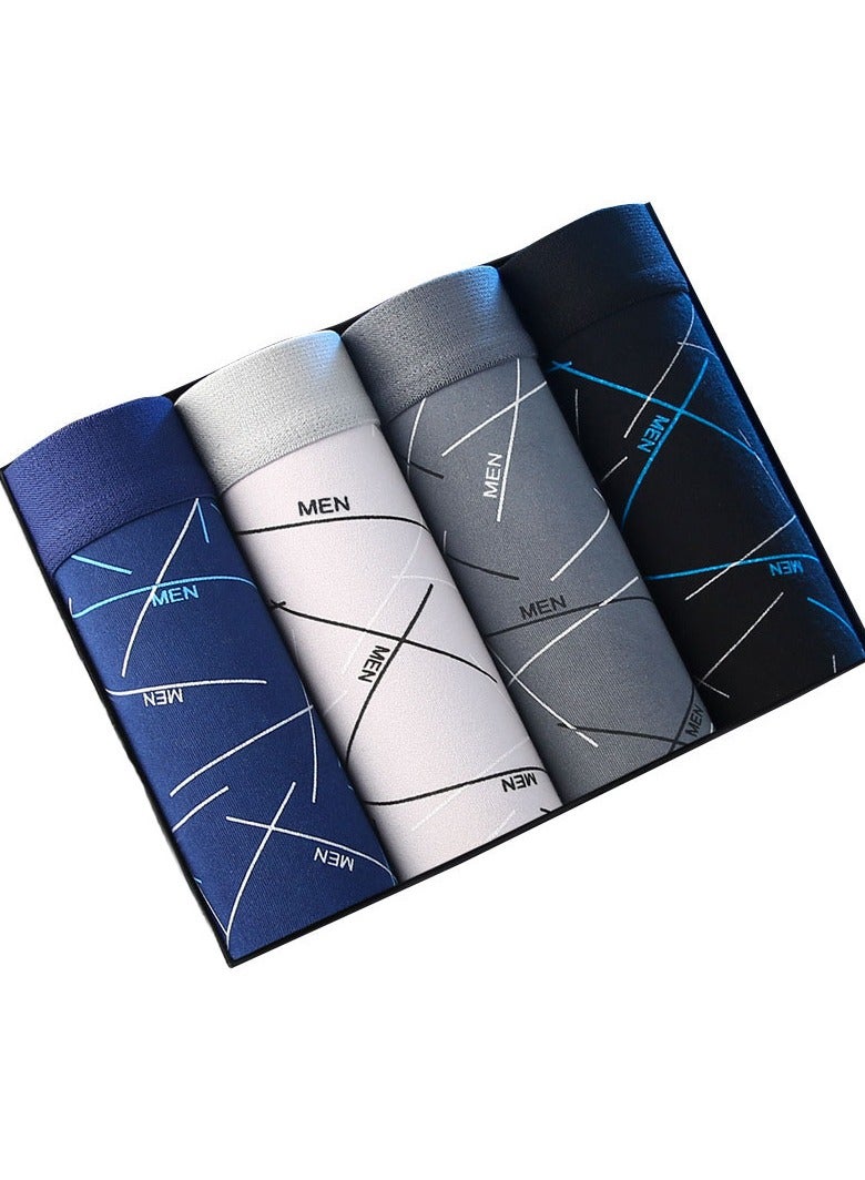 4-Pack Men's Boxer Briefs 95% Polyester Fiber Boxer Shorts Breathable Soft Underwear Summer High Stretch Seamless Underwear  - Image 1