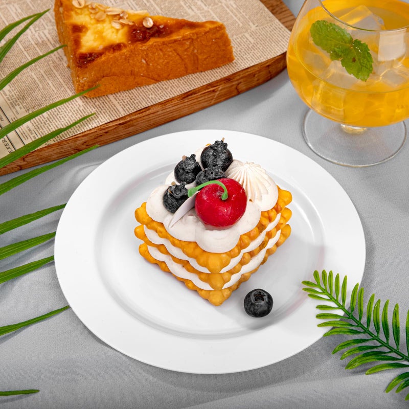 bUCLA 100Pieces White Plastic Plates - 6.25inch Disposable Plastic Appetizer/Small Cake/Salad/Dessert Plates Premium Hard, Ideal for Weddings& Parties - Image 2