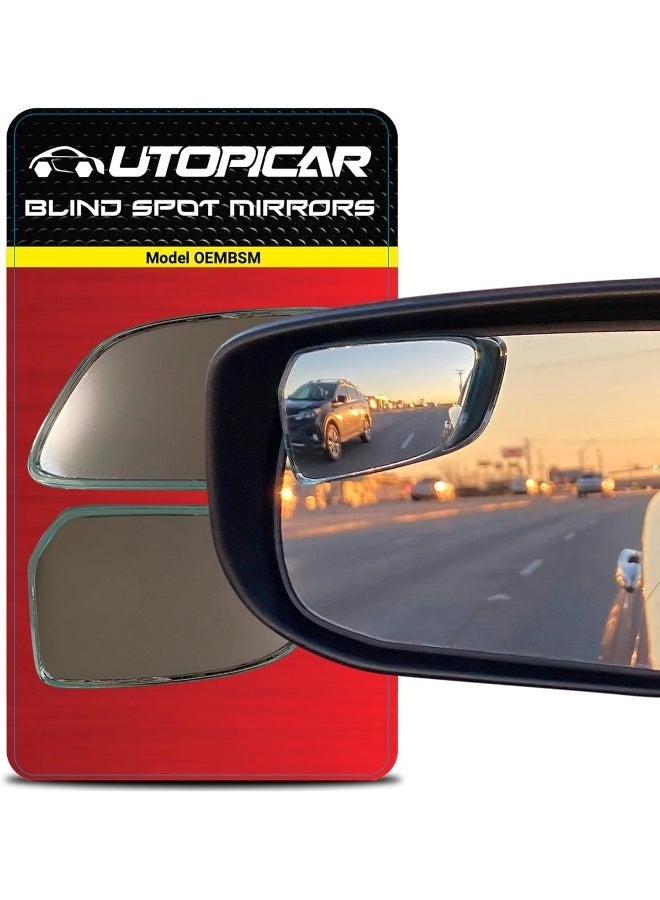 Utopicar Blind Spot Mirrors [Original Part Look - Fits Shape of Car Door Mirror] Fully Adjustable with Plastic Frame - Model OEM for Blindside and Engineered for optimized viewing image (2 pack) - Image 1