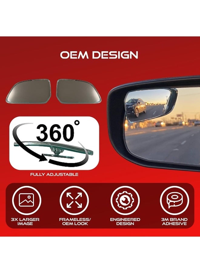 Utopicar Blind Spot Mirrors [Original Part Look - Fits Shape of Car Door Mirror] Fully Adjustable with Plastic Frame - Model OEM for Blindside and Engineered for optimized viewing image (2 pack) - Image 2