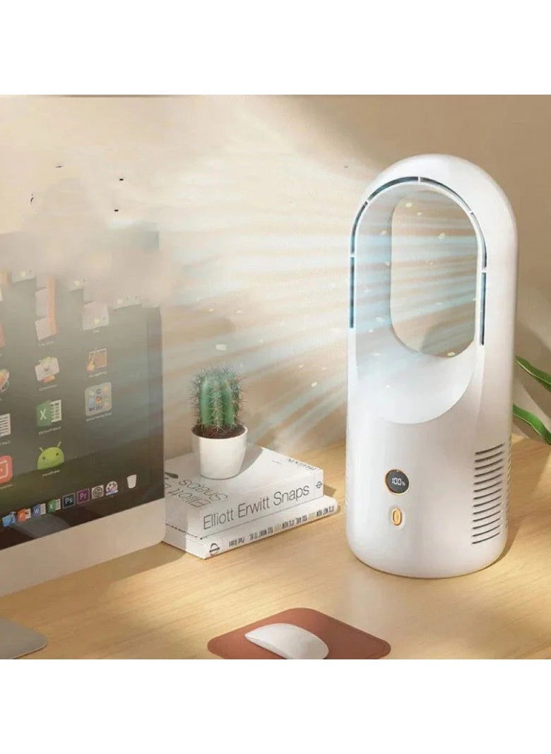 Denx Smart Portable Bladeless Fan – Safe & Modern Design In White - Image 2