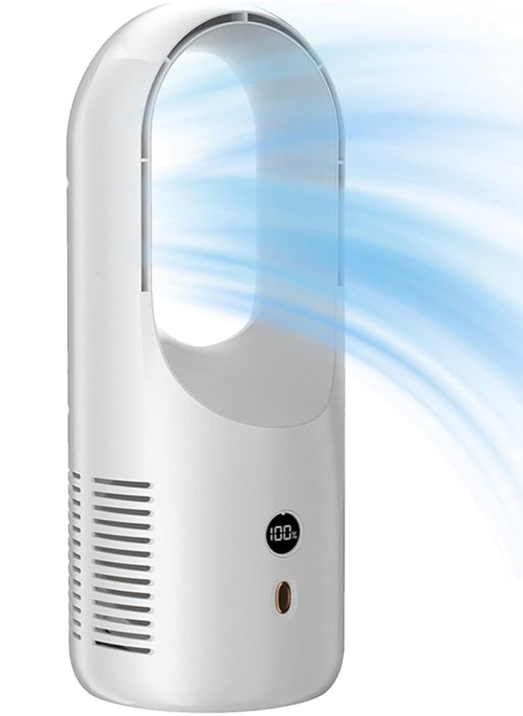 Denx Smart Portable Bladeless Fan – Safe & Modern Design In White - Image 1
