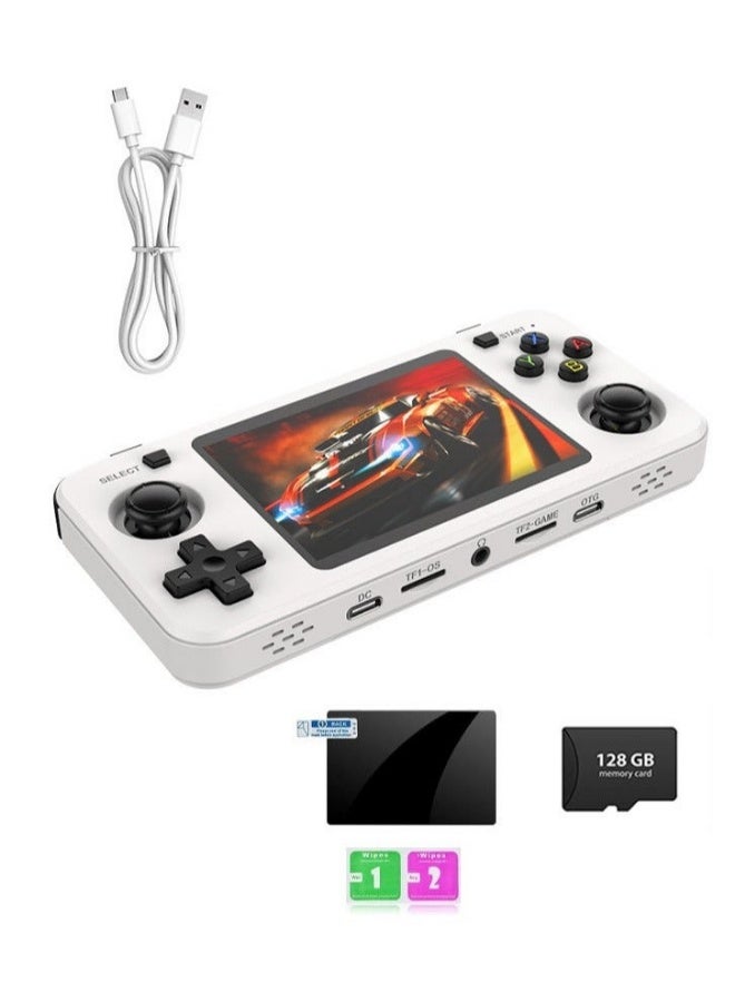 AMPOWN R36H Handheld Game Consoles with Open Source Linux System,Cortex-A35 CPU, 128GB TF card comes with over 30,000 classic games,3.5-inch IPS Screen Portable Classic Handheld Game(White) - Image 1