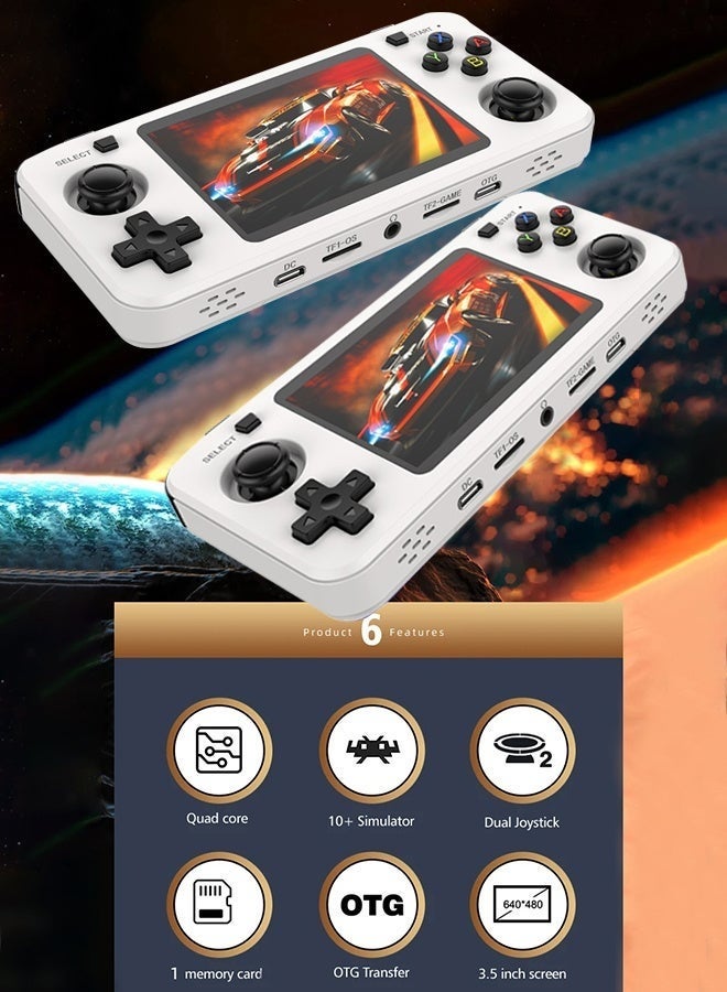 AMPOWN R36H Handheld Game Consoles with Open Source Linux System,Cortex-A35 CPU, 128GB TF card comes with over 30,000 classic games,3.5-inch IPS Screen Portable Classic Handheld Game(White) - Image 3