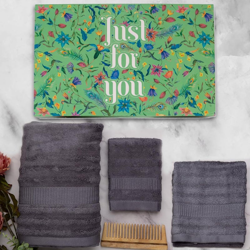 Mush مجموعة مناشف بامبو فاخرة مكونة من 3 قطع للرجال والنساء مع تغليف متميز | مجموعة من منشفة استحمام، منشفة يد، ومنشفة وجه | مثالية كهدية في ديوالي/زفاف/احتفال تدشين منزل (صندوق هدايا: رمادي فضائي) - Image 3