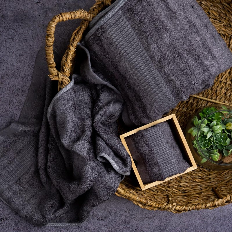 Mush مجموعة مناشف بامبو فاخرة مكونة من 3 قطع للرجال والنساء مع تغليف متميز | مجموعة من منشفة استحمام، منشفة يد، ومنشفة وجه | مثالية كهدية في ديوالي/زفاف/احتفال تدشين منزل (صندوق هدايا: رمادي فضائي) - Image 2