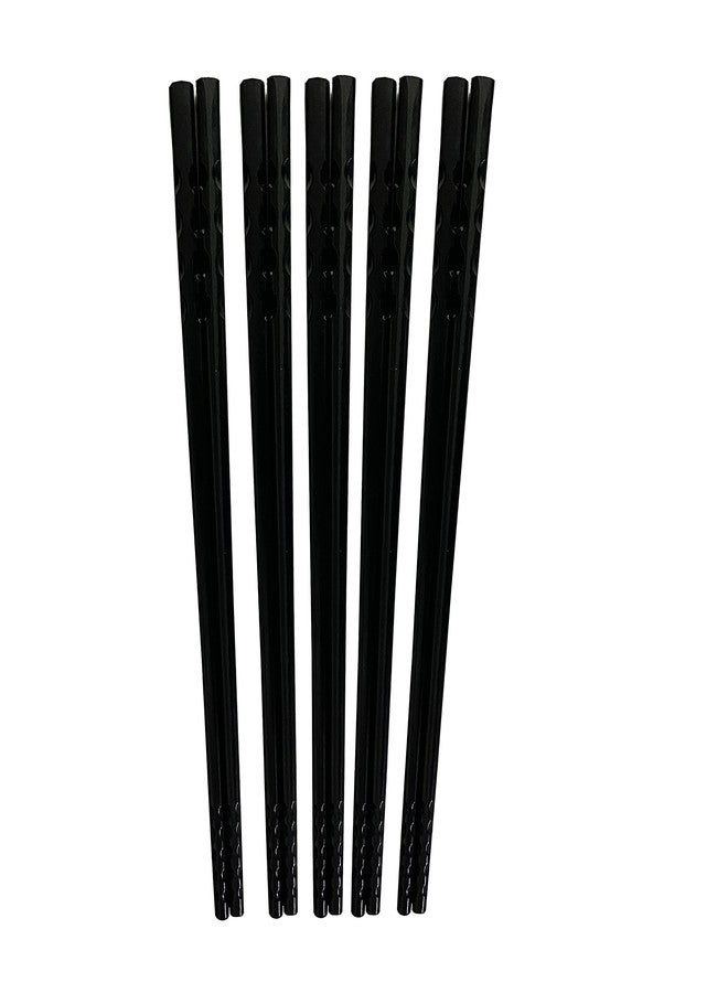 Bigwheels Reusable Black Color 5 Pair Plastic (25 Cm Long ) Dishwasher Safe Lightweight Chopsticks Easy to Use for Sushi,Noodles - Image 1
