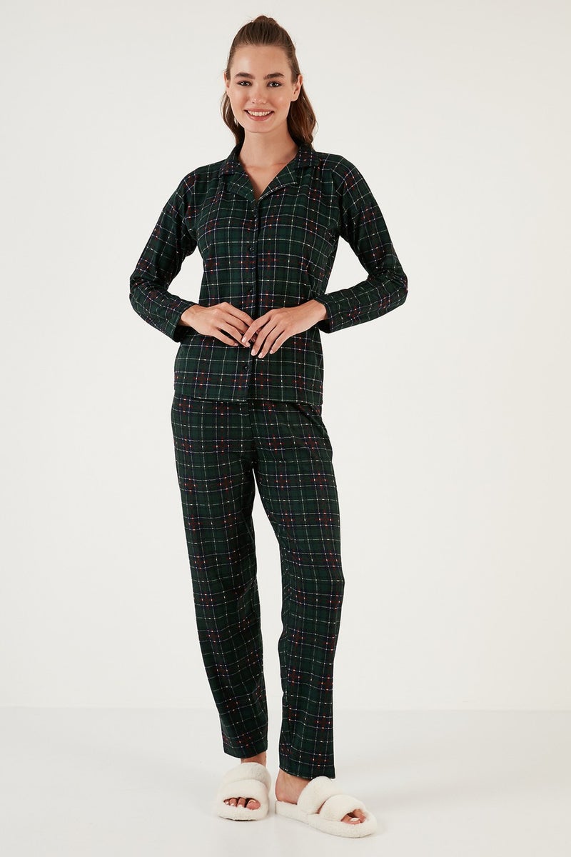 Lela Patterned Elastic Waist Shirt Collar Woven Pajama Set Women's Pajama Set 6095660W4  - Image 2