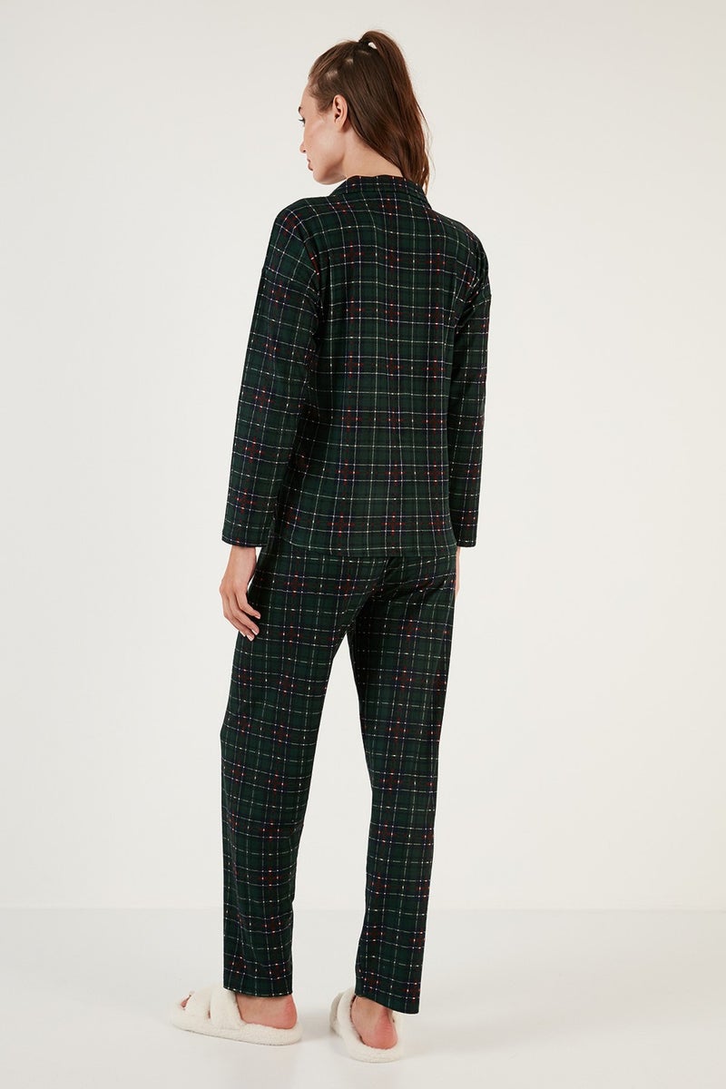 Lela Patterned Elastic Waist Shirt Collar Woven Pajama Set Women's Pajama Set 6095660W4  - Image 5