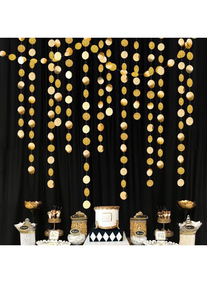 Decor365 Gold Circle dots Garland Golden Party Decorations Glitter Polka Dots Streamers Hanging Backdrop Bunting String Wedding/Birthday/Baby Shower/Graduation/New Year/Christmas/Sweet 16/Bday Decor - Image 1