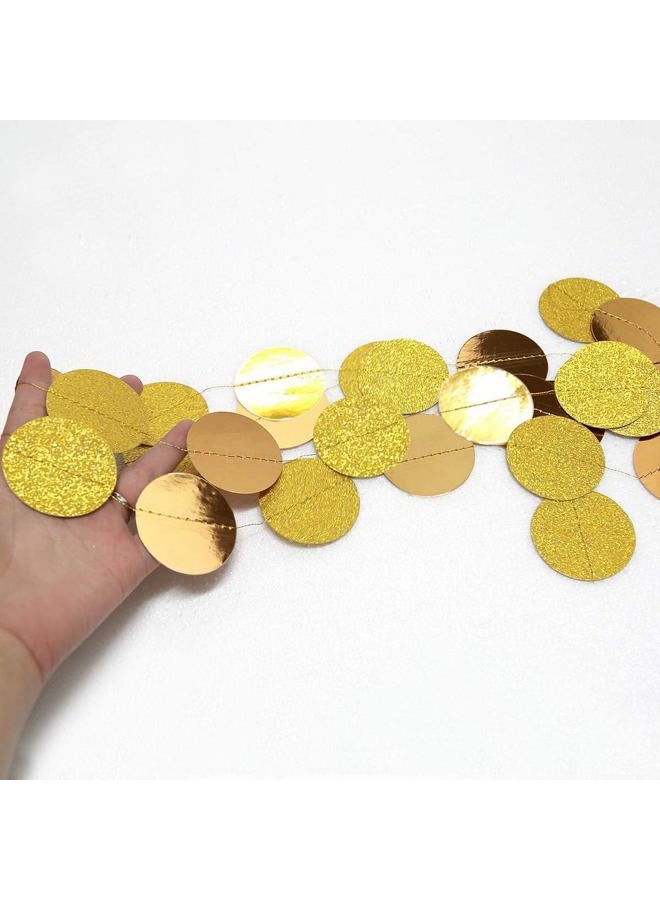Decor365 Gold Circle dots Garland Golden Party Decorations Glitter Polka Dots Streamers Hanging Backdrop Bunting String Wedding/Birthday/Baby Shower/Graduation/New Year/Christmas/Sweet 16/Bday Decor - Image 2