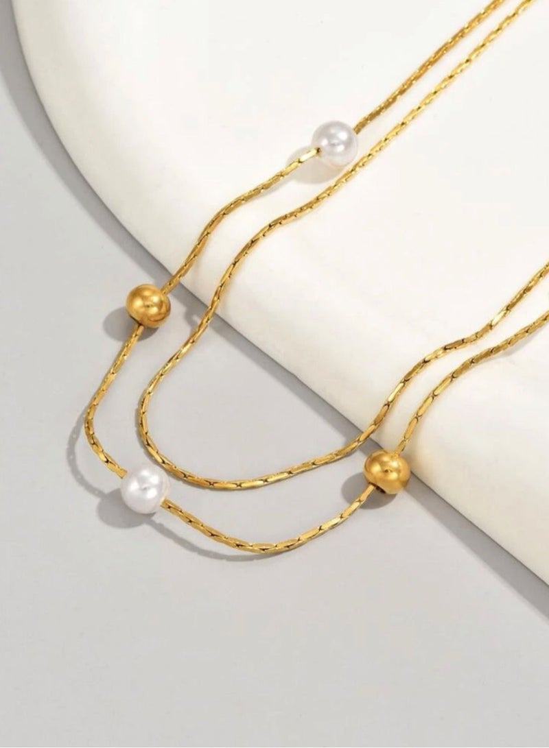 نونز أب سلسال شوكر نسائي من الاستانلس ستيل مطلي باللون الذهبي - Image 2