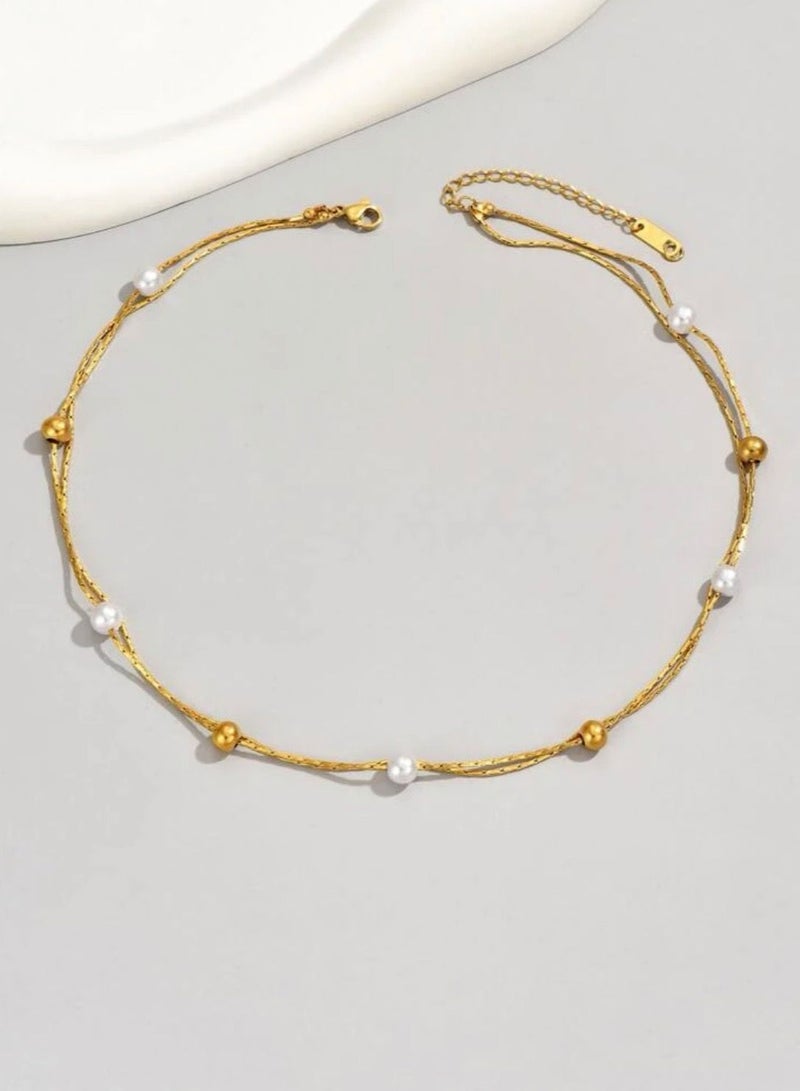 نونز أب سلسال شوكر نسائي من الاستانلس ستيل مطلي باللون الذهبي - Image 3