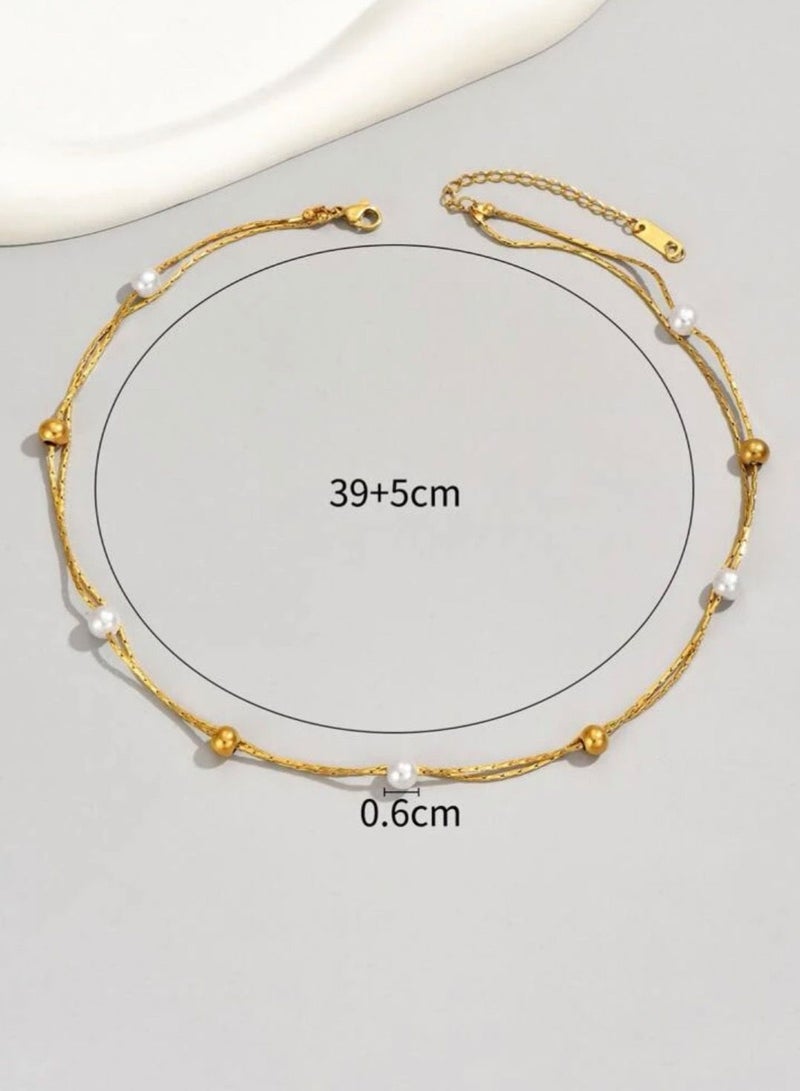 نونز أب سلسال شوكر نسائي من الاستانلس ستيل مطلي باللون الذهبي - Image 5