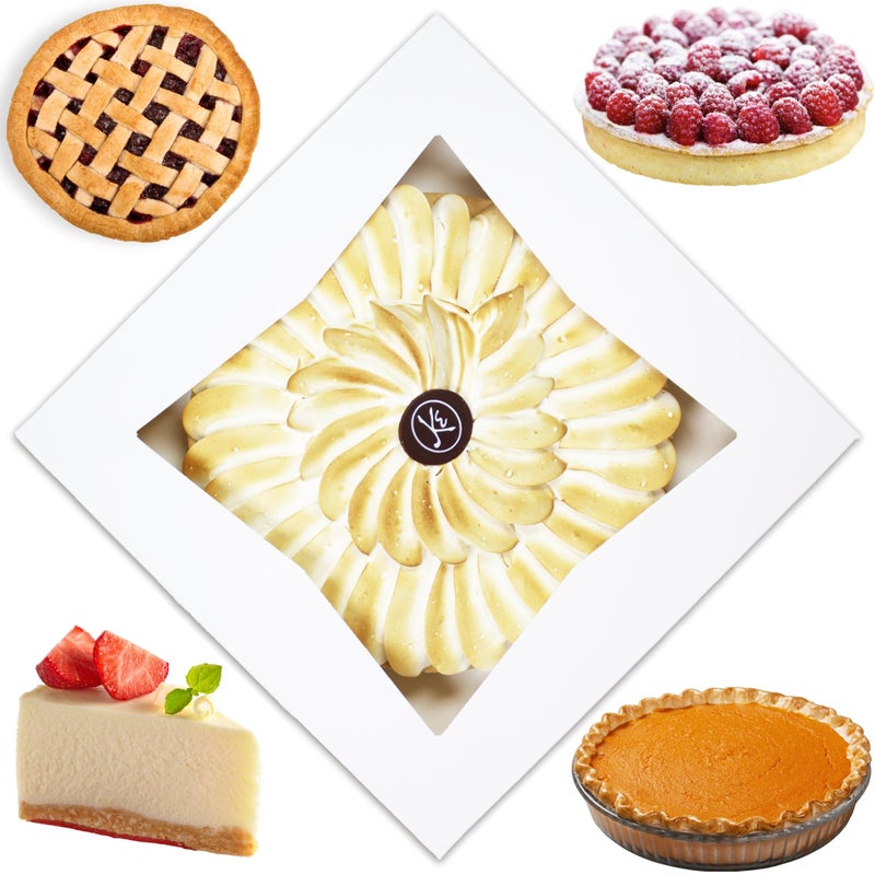 BAKELUV Pie Boxes for 9 Inch Pie  White 25 Pack  9x9x25 Bakery Box with Window 9x9 Cookie Box 9 Inch Pastry Boxes with Window Bulk Cake Boxes Auto Pop Up