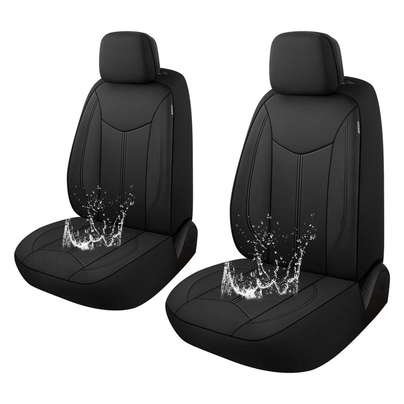 CAROMOP Neoprene Car Seat Cover 2 Front Seats Waterproof Seat Covers for Cars Universal Fit for Most Car Interior CoversSedan Truck SUVBlack